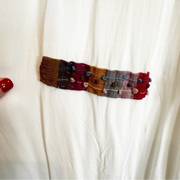 Mexican Chiappas Hand Embroidered Soft Natural Cotton Midi Dress Mayan Style HTF - Picture 3 of 12